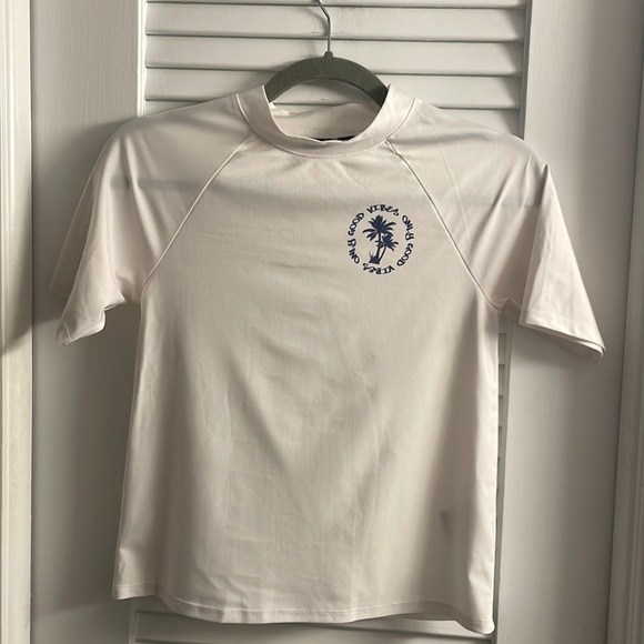 Ideology Swim Ideology Nwt Boysmedium White Rash Guard Good Vibes